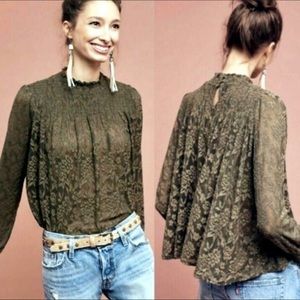 Anthropologie Deletta Amanna Mockneck Lace Top